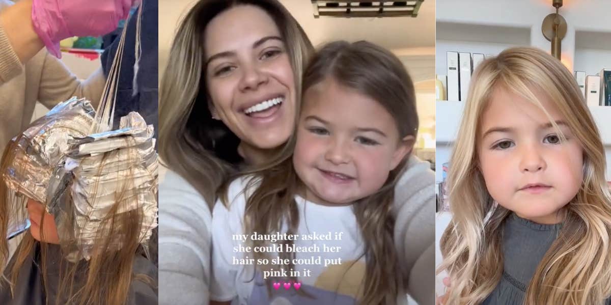 Self-Described 'Cool Mom' Bleached Her 5-Year-Old Daughter's Hair & Tells Critics To 'Say Yes More' mom with 5-year-old daughter with bleached hair