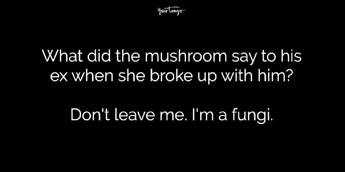 What did the mushroom say to his ex when she broke up with him? Don't leave me. I'm a fungi.