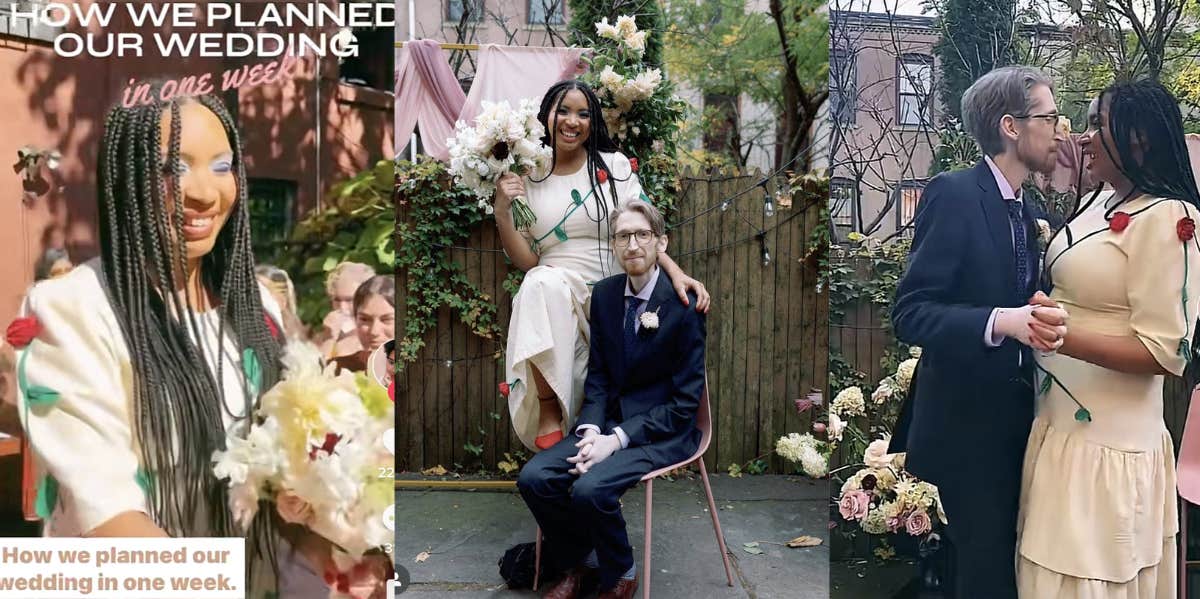Bride & Groom Pull Together A Backyard Wedding In One Week After Groom's Cancer Relapse bride and groom, wedding, backyard