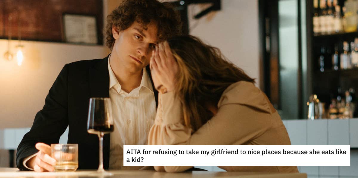 Man Refuses To Take Girlfriend To Restaurants Because She 'Eats Like A Kid' Couple on a date, Reddit post