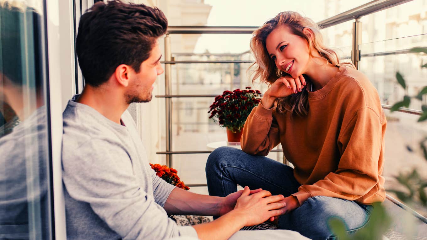 happy couple talking lovingly with each other