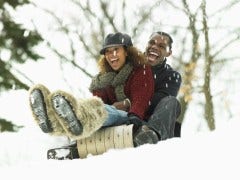 Canadian Dating: Something To Talk About couple sledding in snow