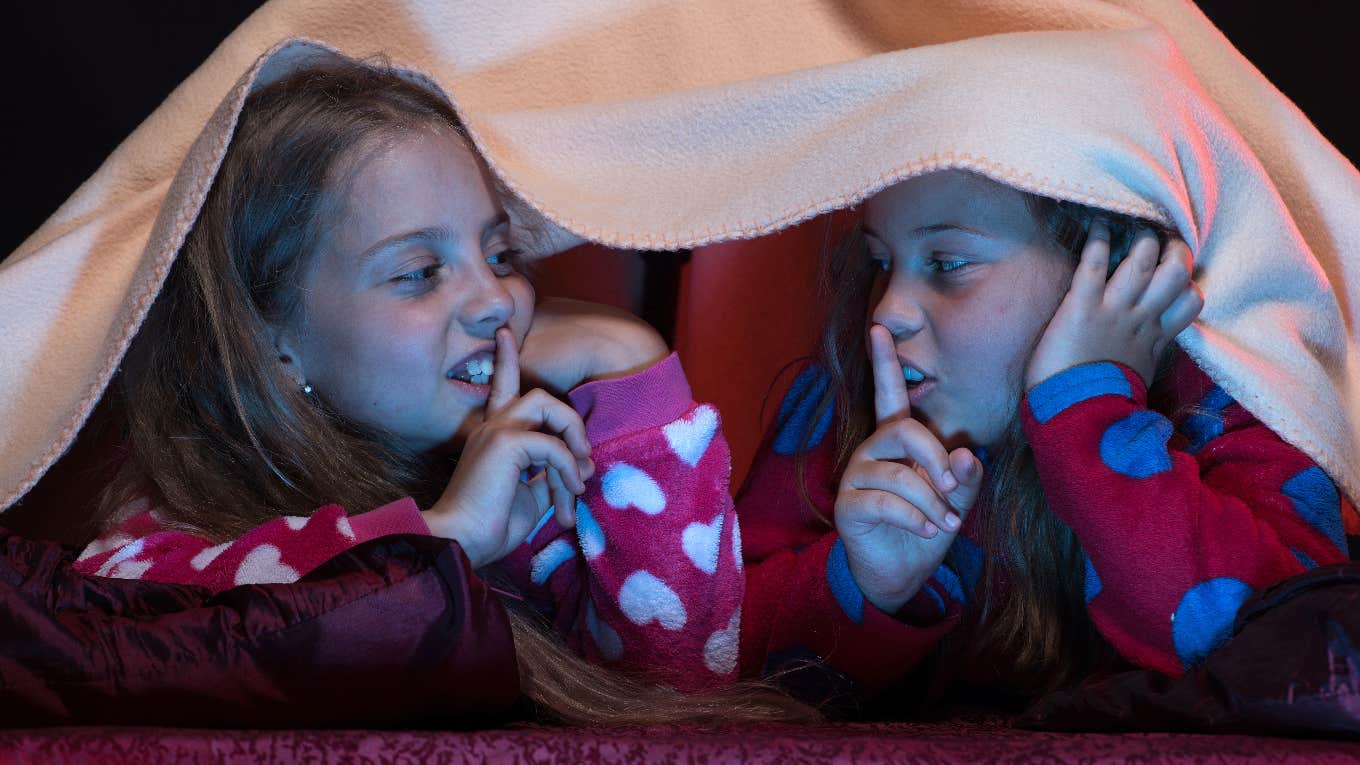 two girls having a sleepover