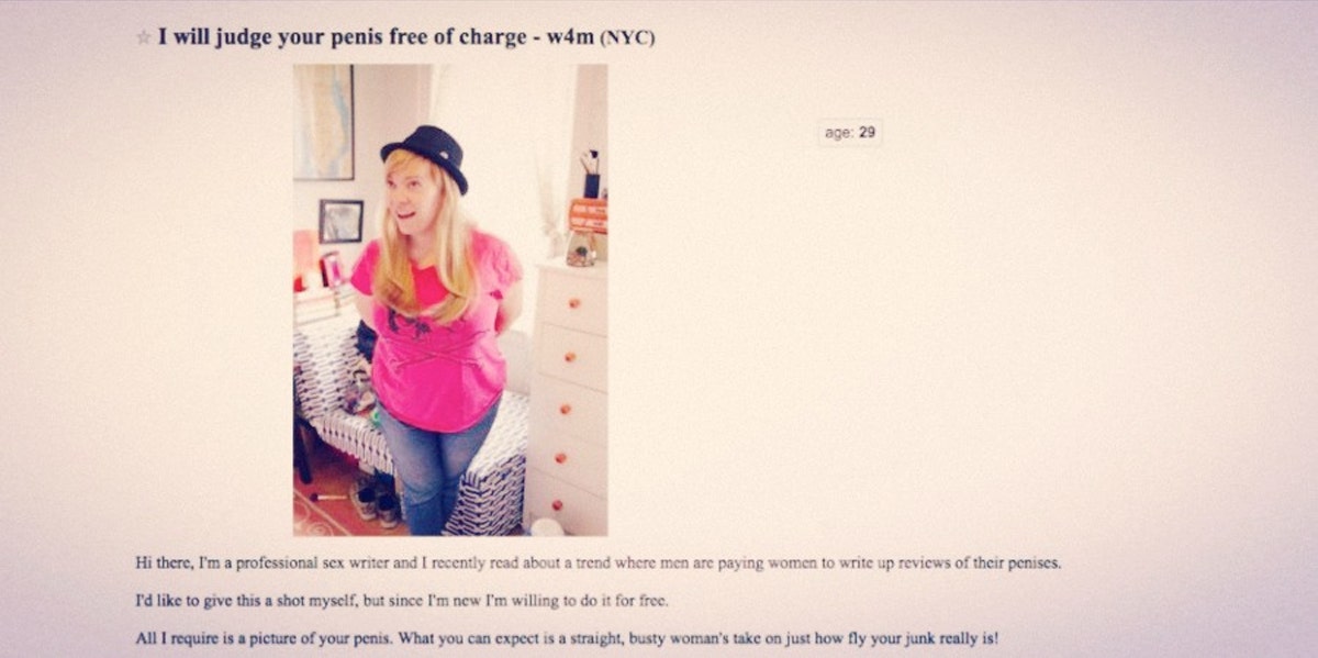 I Put An Ad On Craigslist Offering To Judge Penises For Free — Here Are My D*ck Pic Reviews I Put An Ad On Craigslist Offering To Judge Penises For Free — Here Are My D*ck Pic Reviews