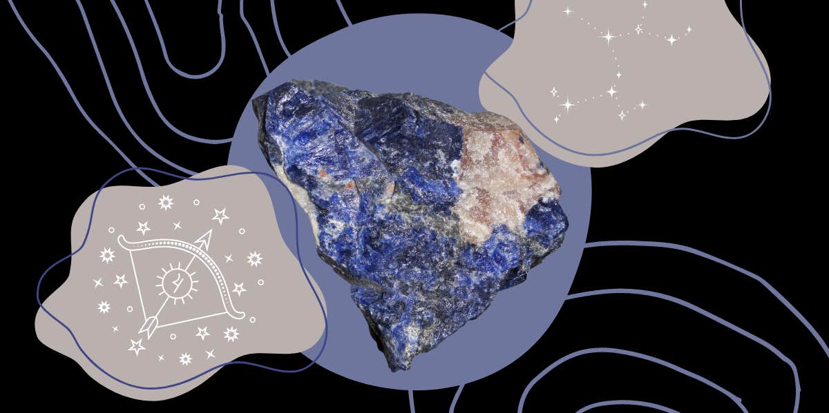 9 Best Crystals For Sagittarius Energy sodalite crystal, sagittarius symbol and constellation