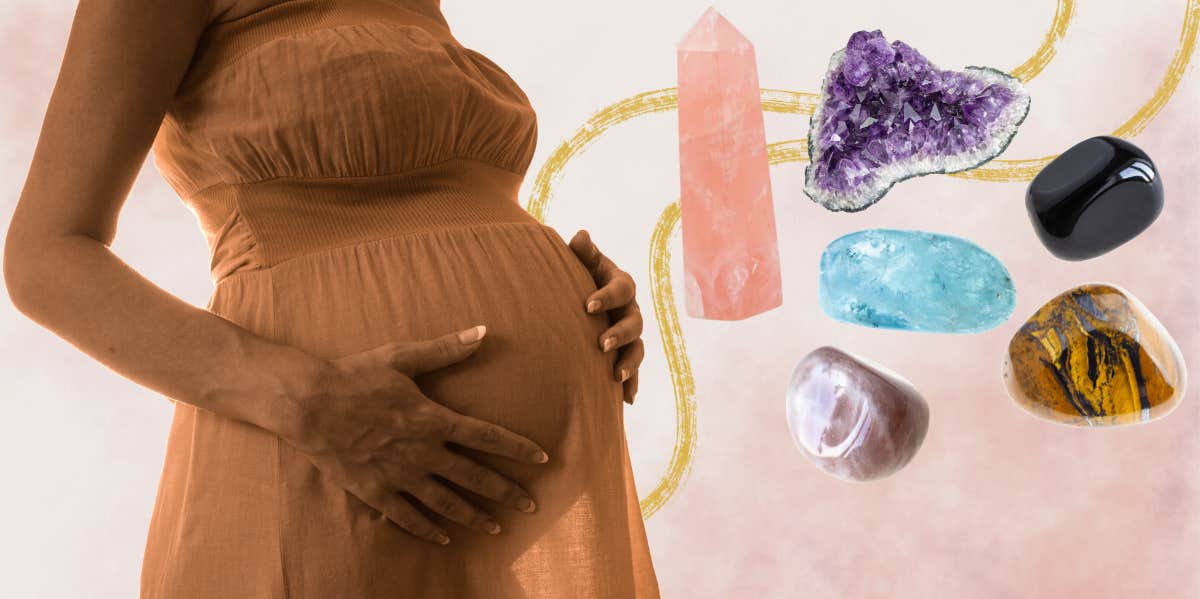 pregnant woman with crystals
