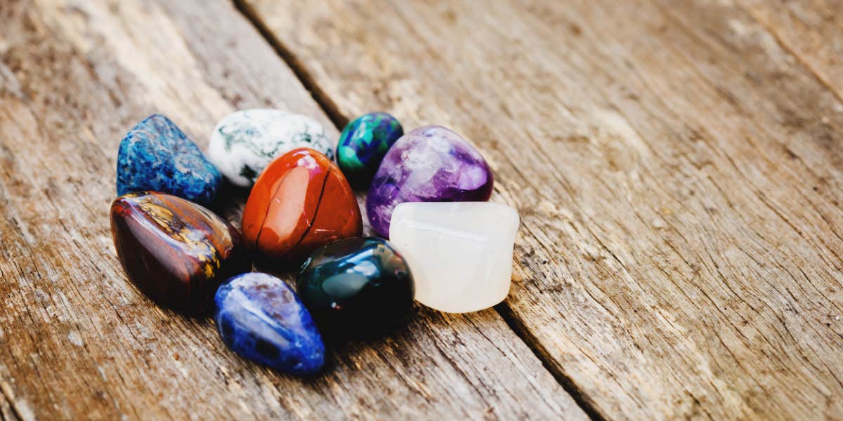 crystals on weathered wood