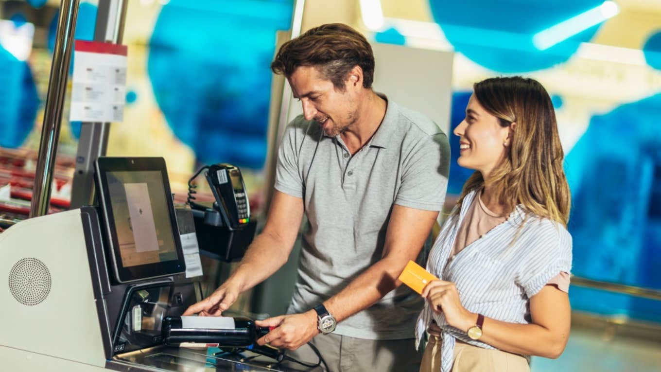 customers using self-checkout at the store