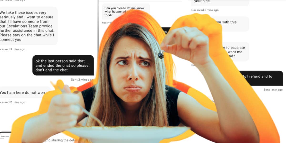 woman holding a screw over a plate 