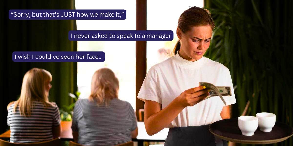 A Customer Tips A Rude Waitress With Burger Toppings customer tips in burger toppings