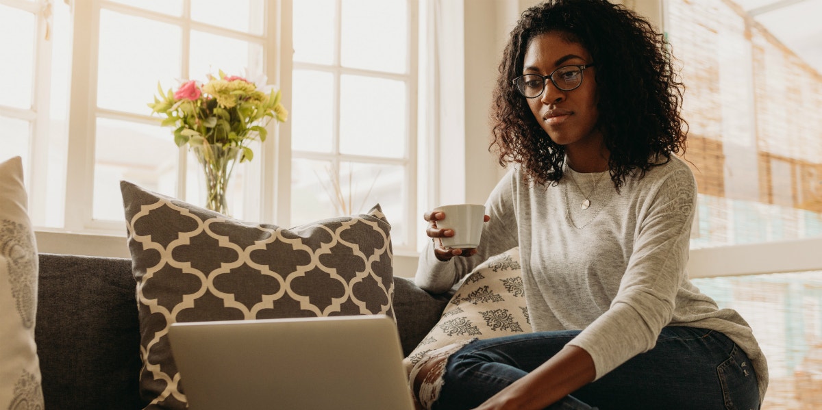 young woman working on laptop 