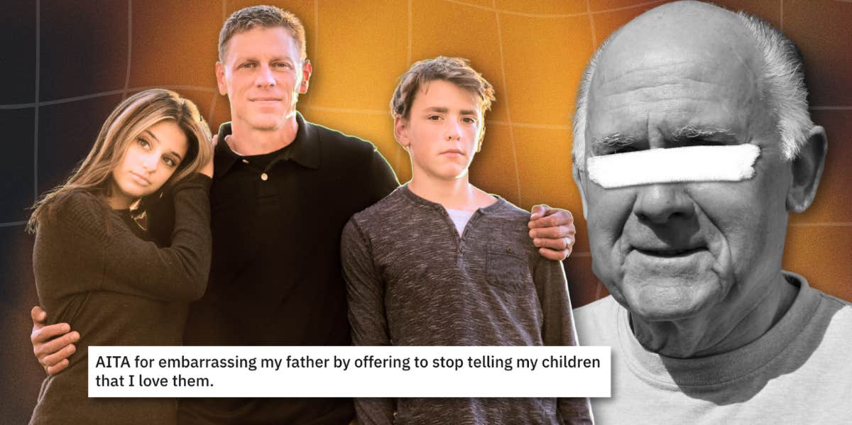 Dad's Emotionally Distant Father Says He's Too Affectionate With His Kids Dad and kids confronting emotionally distant father