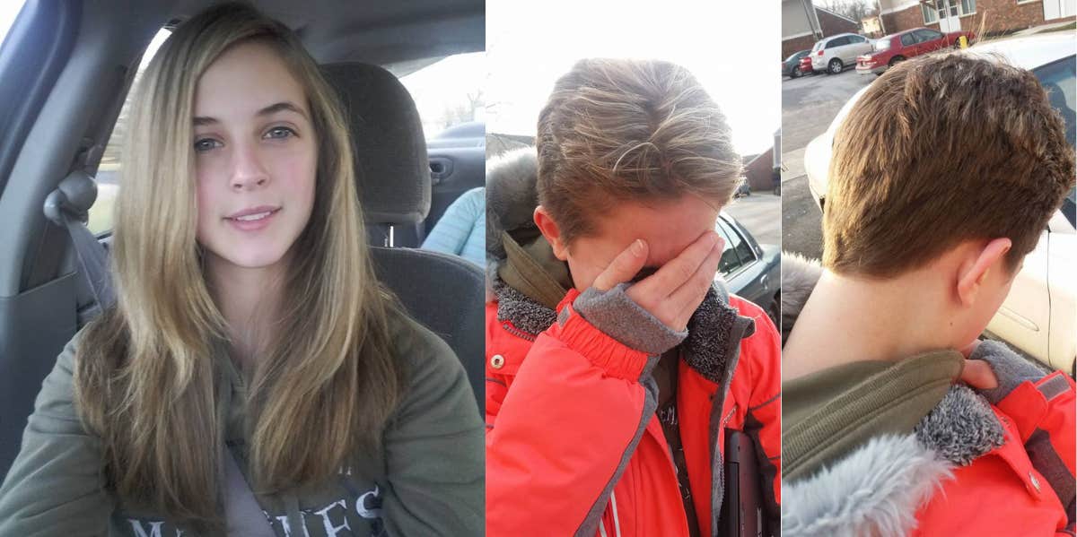 Dad Cuts Off Daughter's Hair After Mom Gave Her Highlights Without His Permission Teen girl with highlights, teen with hair cut off