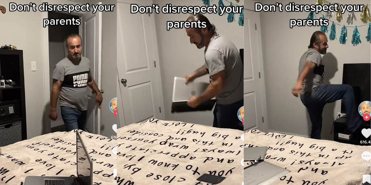 Dad Destroys His Daughter's Laptop, TV & Phone Because She Told Her Mom 'School Is For Losers' father, daughter, laptop, TV, cellphone