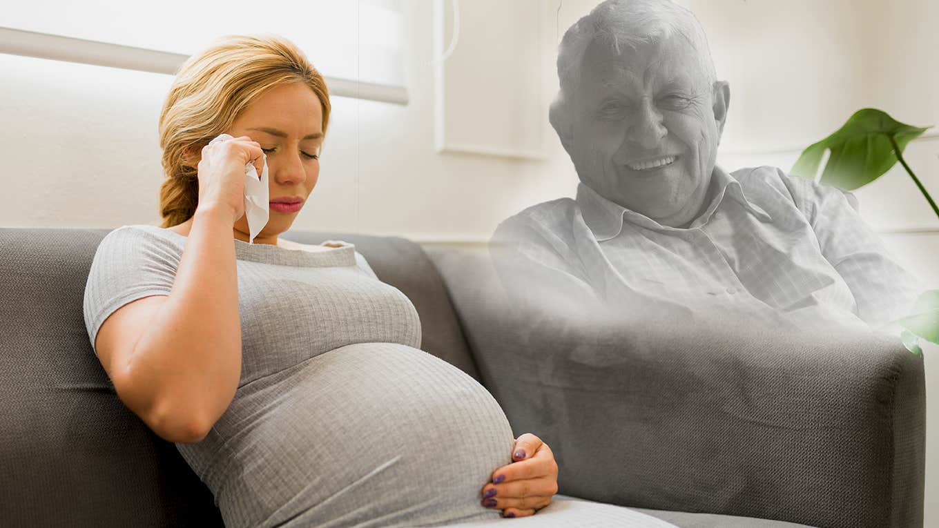 My Dad Died Two Weeks Before I Gave Birth — And It Almost Broke Me pregnant woman crying