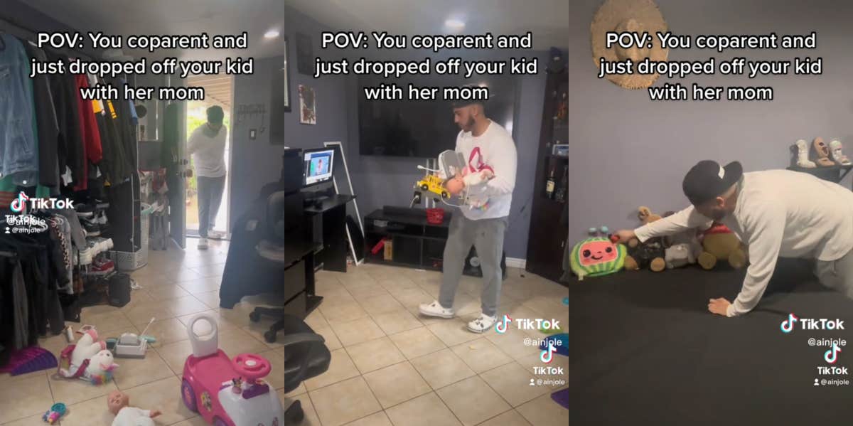 Coparenting father cleaning his home TikTok