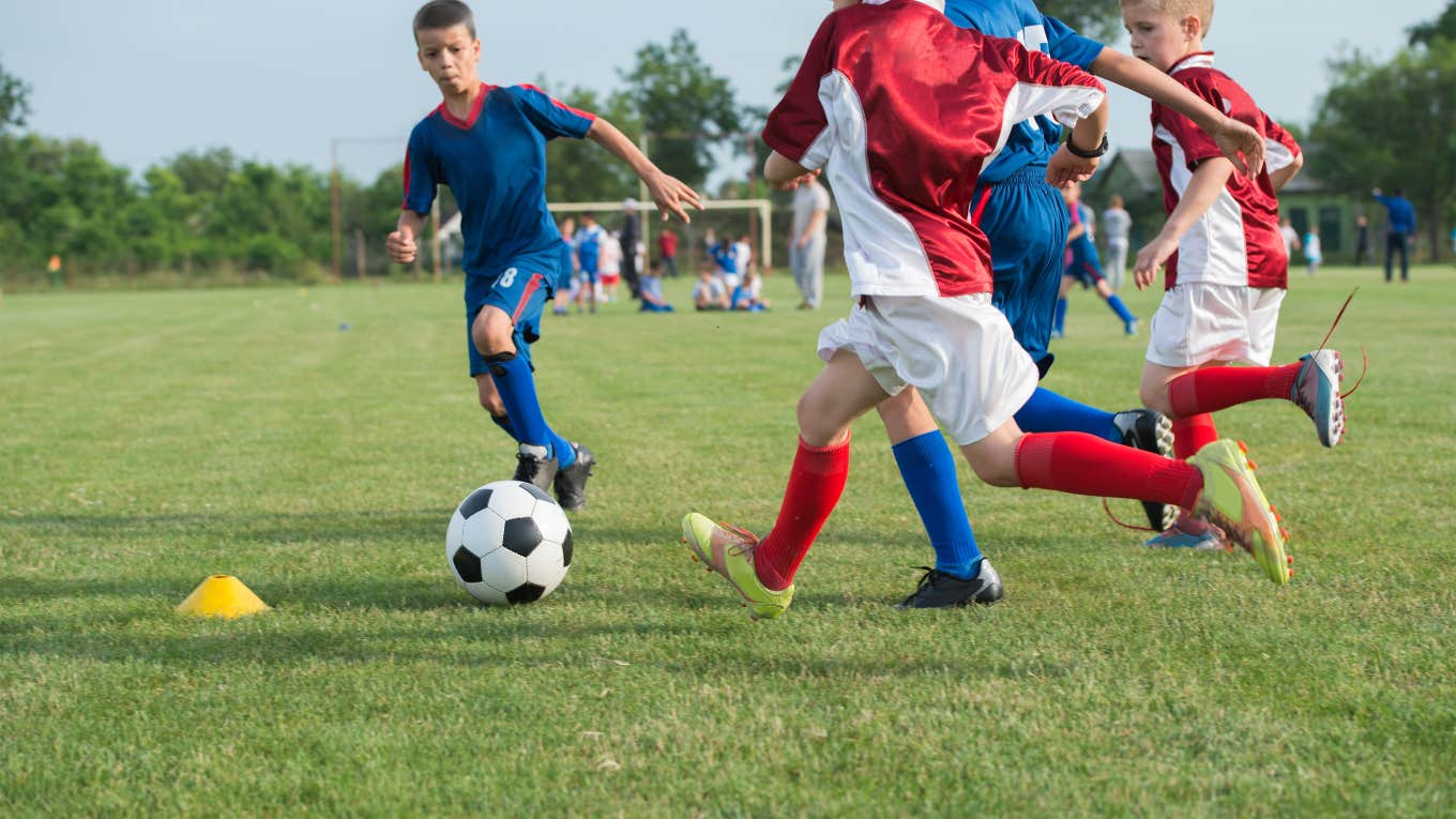 group of boys playing soccer