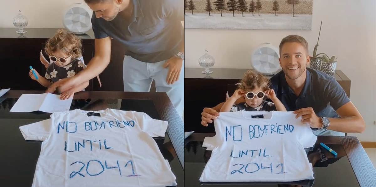 Man Makes Toddler Sign 'Contract' That Bans Boyfriends Until 2041 Dad, daughter