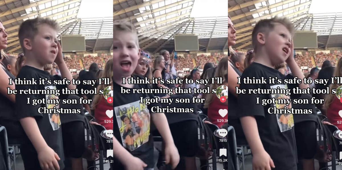 Man Says He'll Be Returning The Tool Set He Got His Son For Christmas After Recording Him Dancing At Concert son, little boy, concert