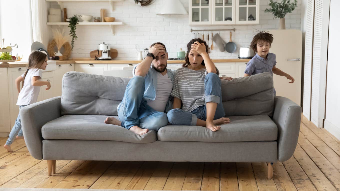 married couple stressed because of kids