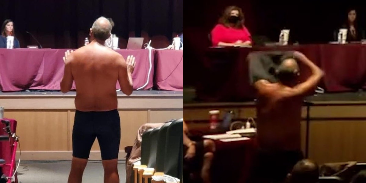 Video Of Dad Stripping At School Board Meeting Over Mask Mandates Goes Viral Texas Dad Strips Down At School Meeting Over Mask Mandates