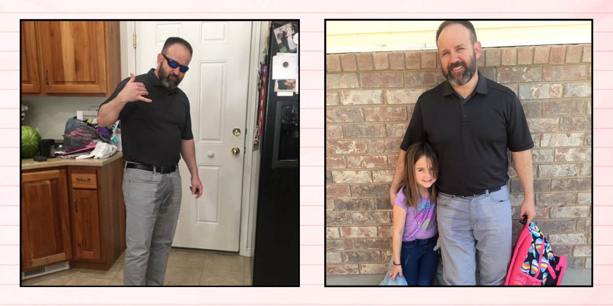 Dad Has A Brilliant Plan After Daughter Wet Her Pants At School Dad with wet pants picking up his daughter