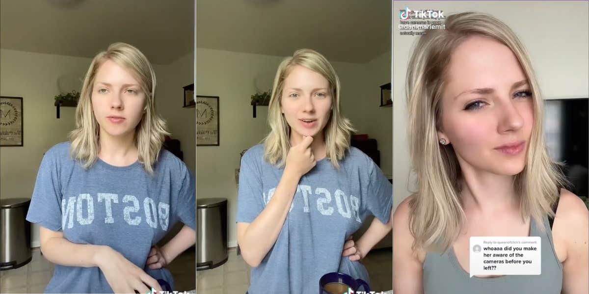 Danielle Mitchell in a Tiktok video about her babysitter falling asleep on the job