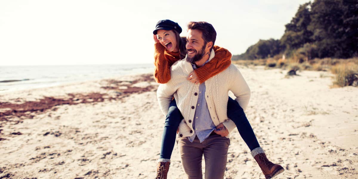 happy couple on beach