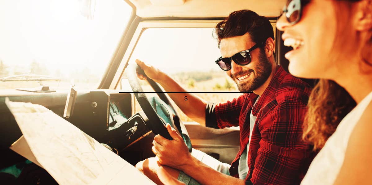 couple driving in car on a date