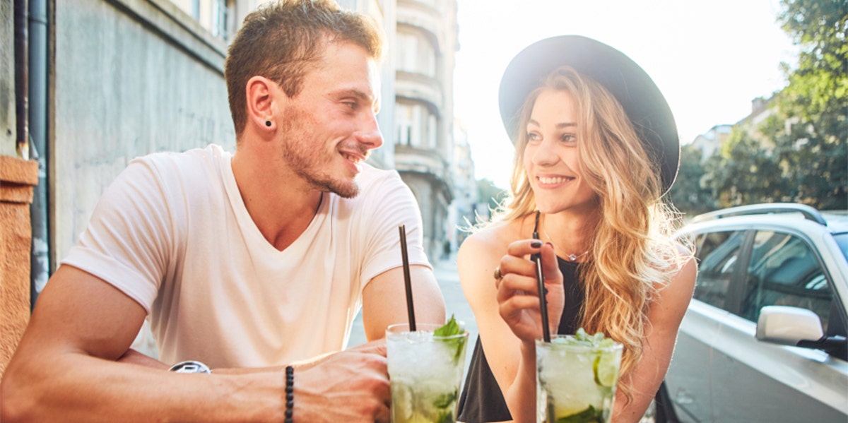 man and woman on date