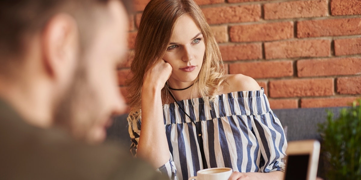 bored woman on a date