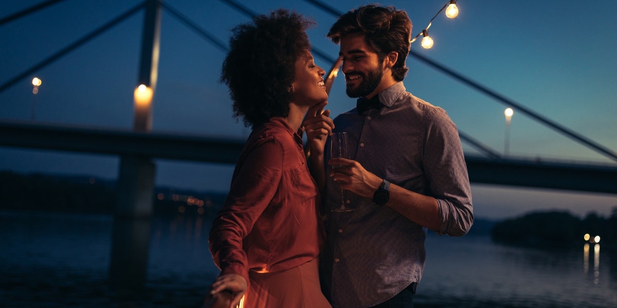 confident couple on a date