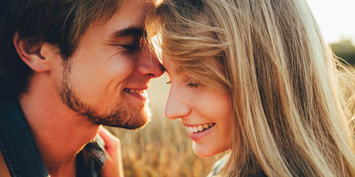 smiling couple embracing