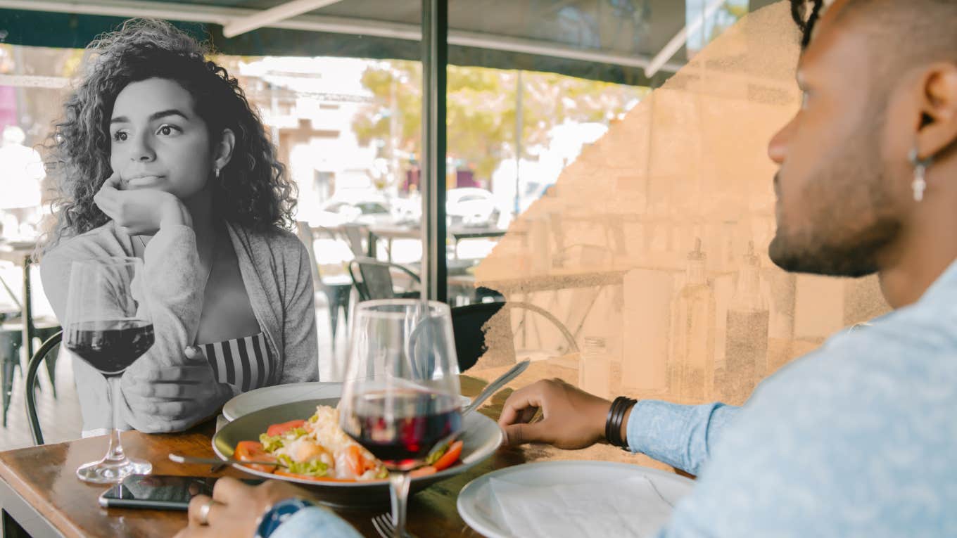 9 Things You Might Be Doing Wrong (If You Haven't Found Mr. Right Yet) Couple on a date-- woman un-interested