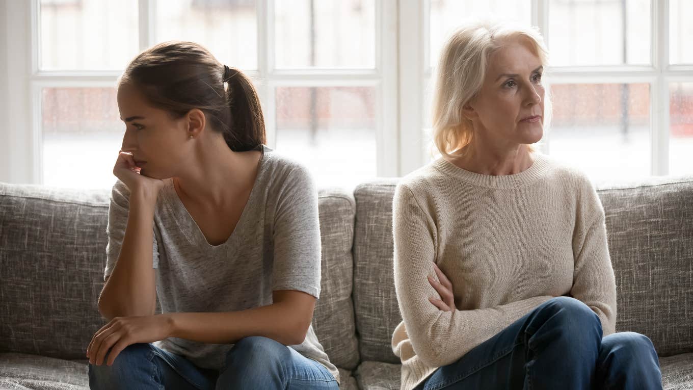 mom and adult daughter upset