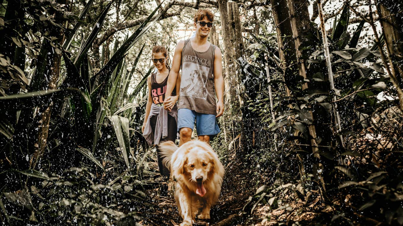 Couple enjoying a hike together 