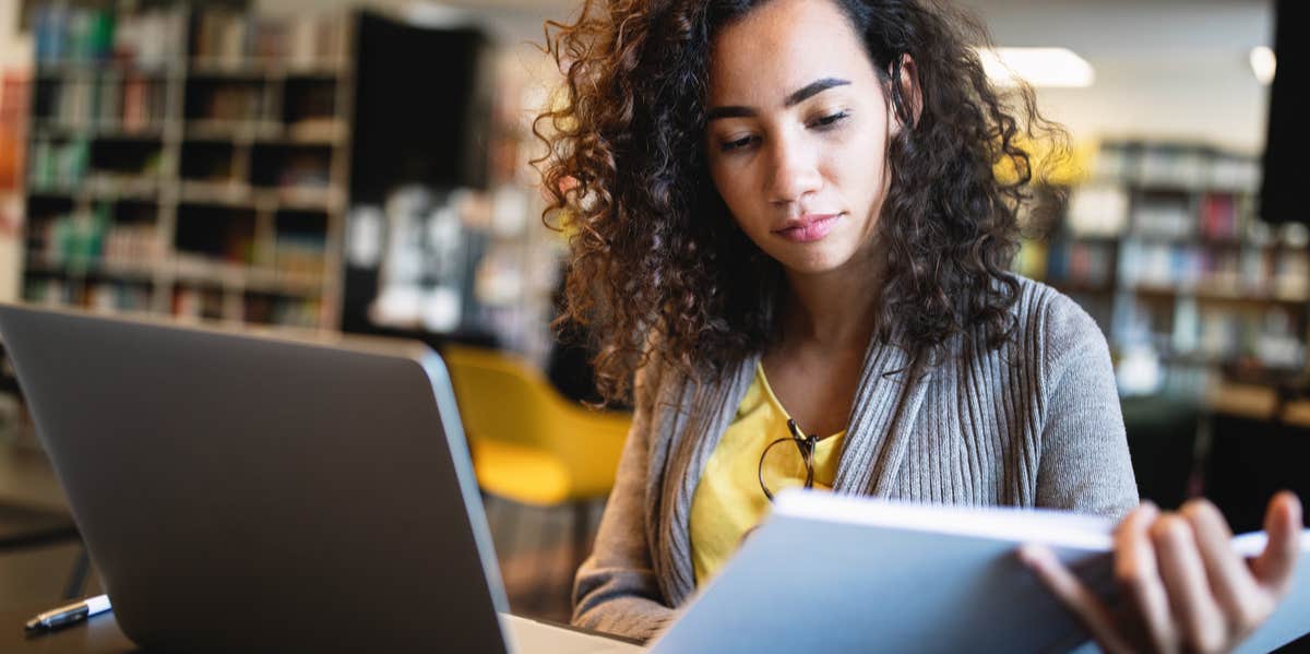 woman studying