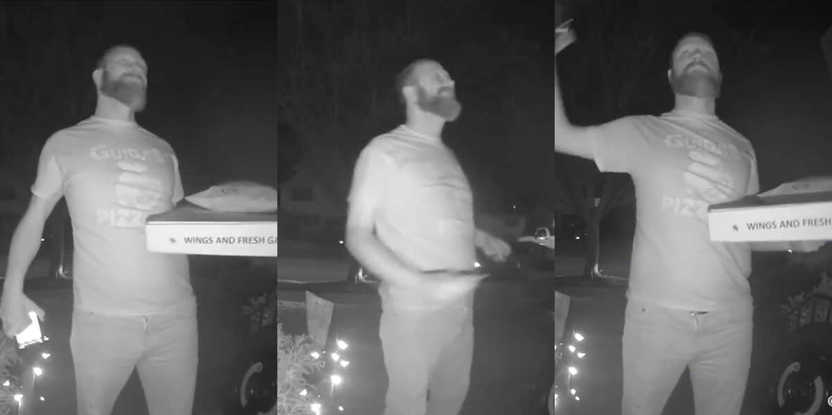 Delivery driver telling woman the "drama" about her ex's new girlfriend