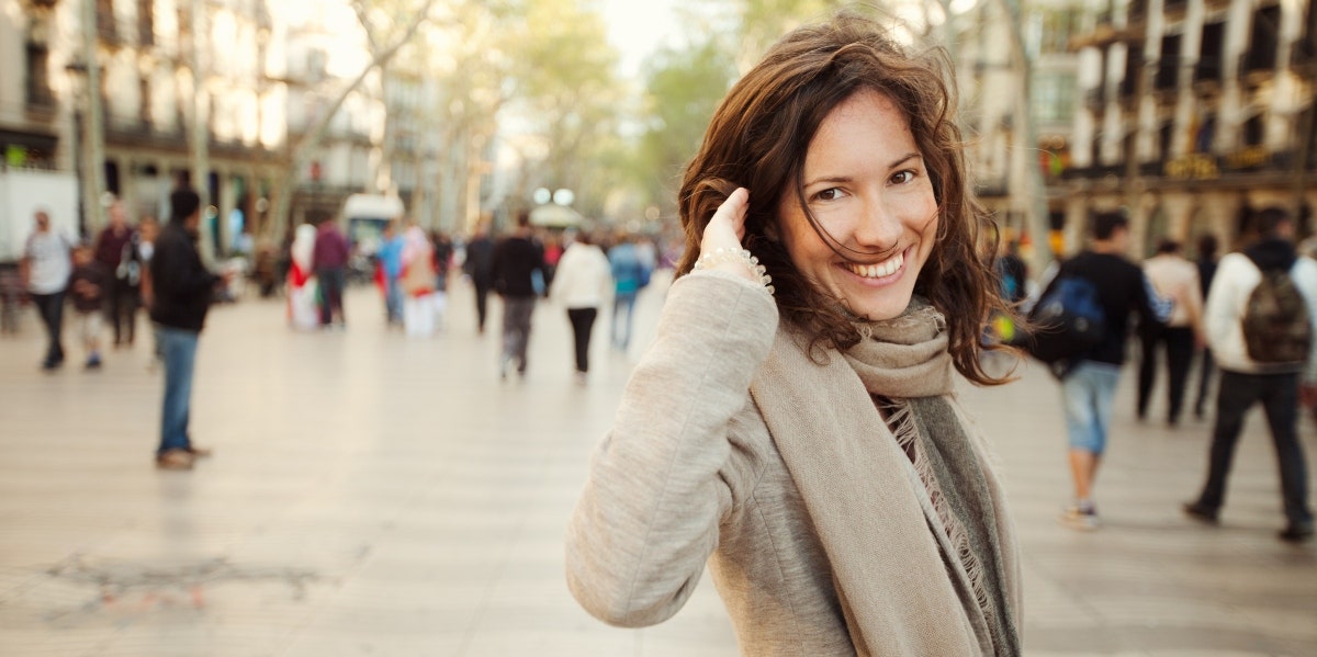 happy woman outside