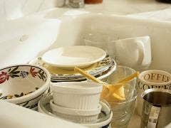 dishes in sink