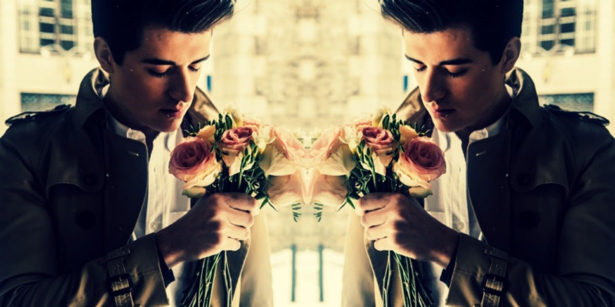man with flowers