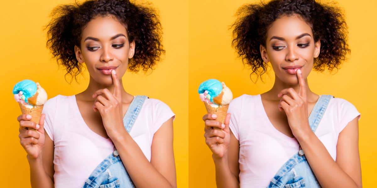 woman holding ice cream cone