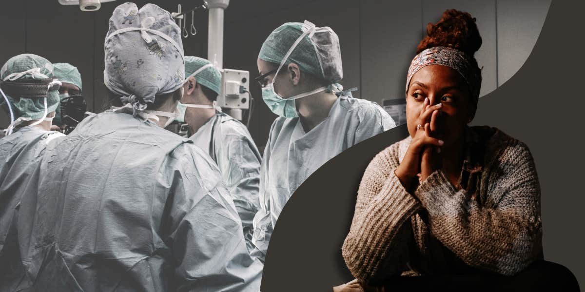 black woman and surgeons in operating room