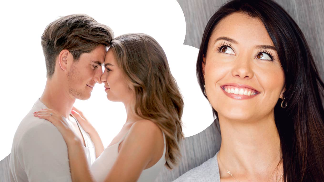 woman thinking of couple in love 