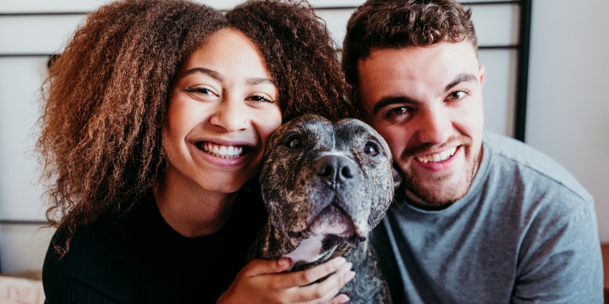 couple and their dog