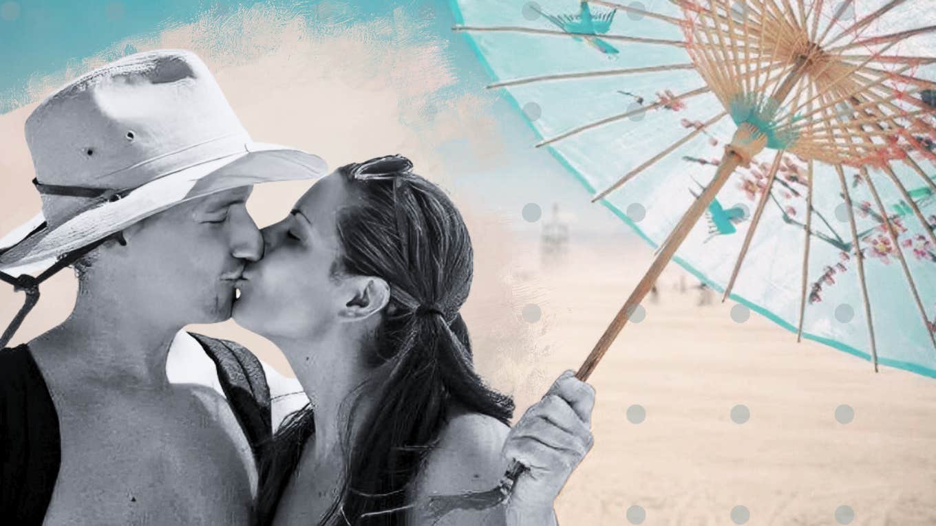 I Don't Believe In Marriage, But I'm Happily Married Author and her husband on a beach