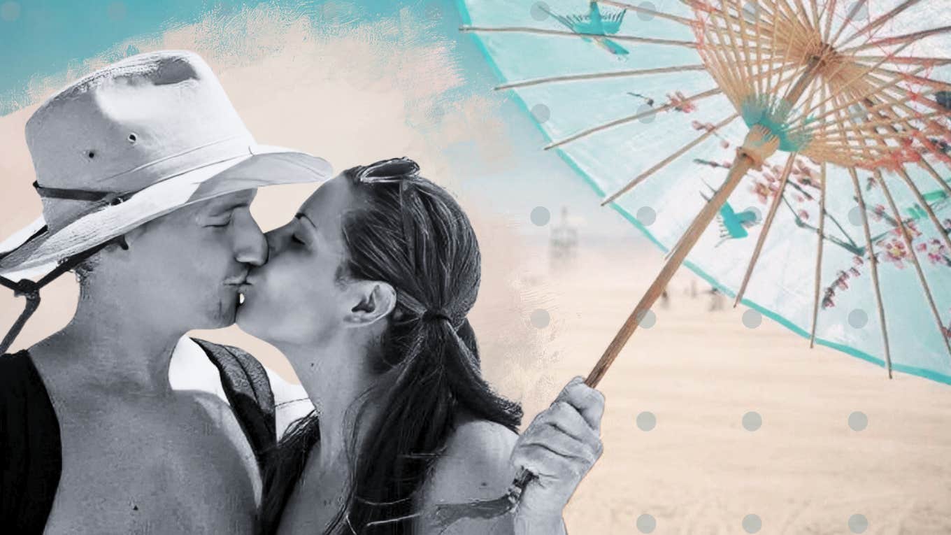 Author and her husband on a beach