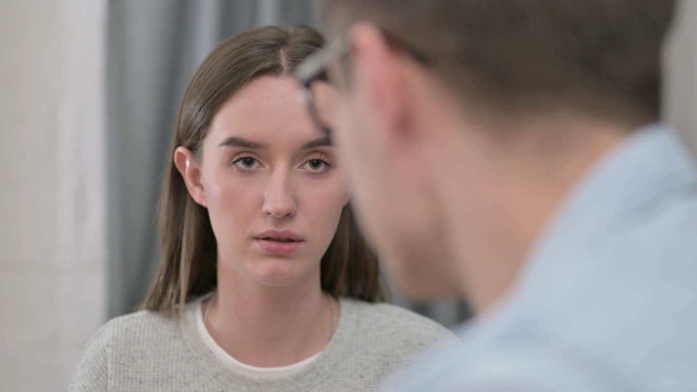 Woman talking to her husband 