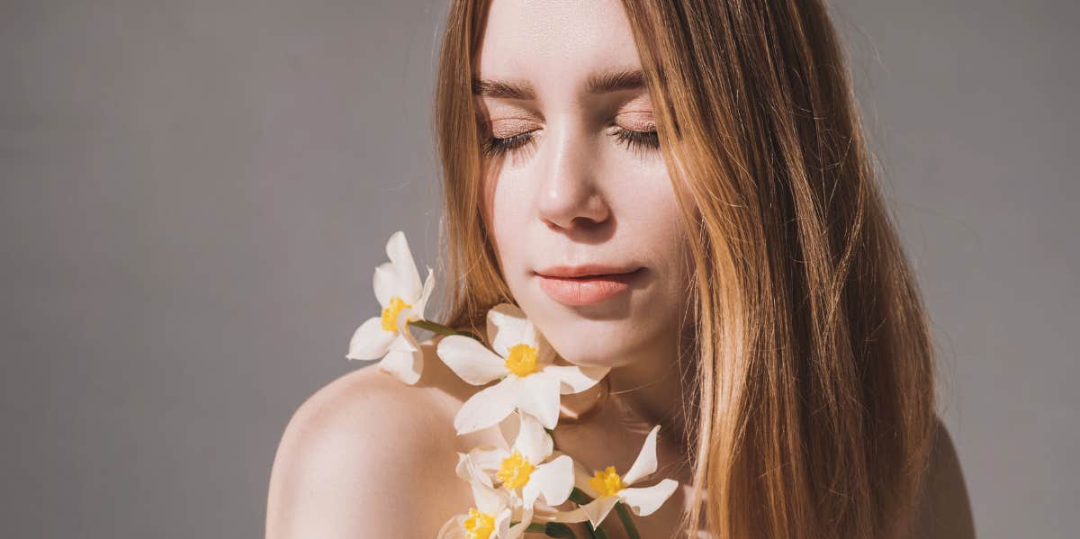 woman with flowers