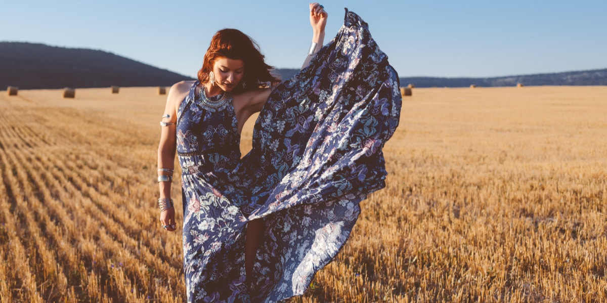 woman in maxi dress